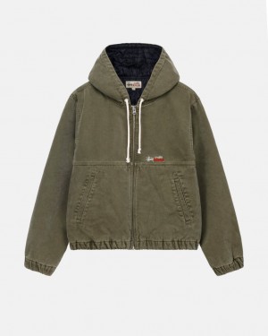 Stussy Arbeits Jacket Insulated Canvas Jacken Damen Olivgrün Österreich | JKP-2974