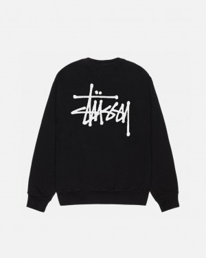 Stussy Basic Stüssy Pigment Dyed Crew Sweatshirts Herren Schwarz Österreich | QPQ-4213