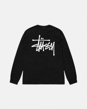 Stussy Basic Stüssy Pigment Dyed Ls Tee Tees Herren Schwarz Österreich | IMV-3361