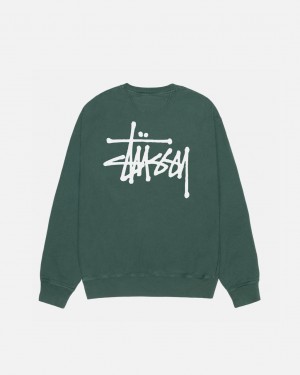 Stussy Basic Stussy Crew Pigment Dyed Sweatshirts Damen Grün Österreich | KAS-8137