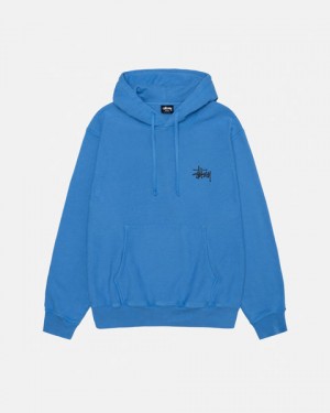 Stussy Basic Stussy Hoodie Pigment Dyed Hoodie Herren Blau Österreich | SUQ-7336