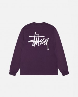 Stussy Basic Stussy LS Tee Pigment Dyed Tees Herren Lila Österreich | VTP-7431