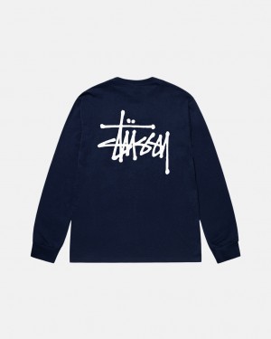 Stussy Basic Stussy Ls Tee Tees Herren Navy Österreich | XQV-9106