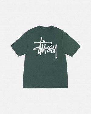 Stussy Basic Stussy Tee Pigment Dyed Tees Herren Grün Österreich | UWZ-7048