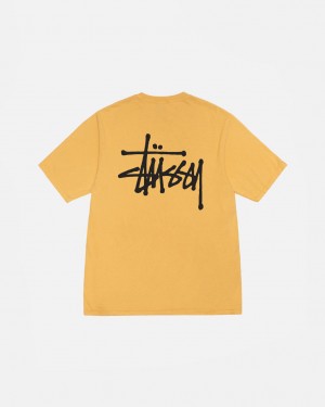 Stussy Basic Stussy Tee Pigment Dyed Tees Herren Gelb Österreich | AWU-2899