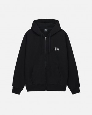 Stussy Basic Stussy Zip Hoodie Hoodie Herren Schwarz Österreich | SPM-7999