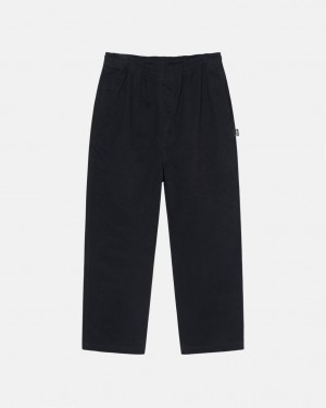 Stussy Beach Pant Brushed Baumwoll Hose Herren Schwarz Österreich | QWJ-2610