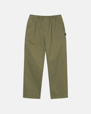 Stussy Beach Pant Brushed Baumwoll Hose Herren Olivgrün Österreich | JMV-9013