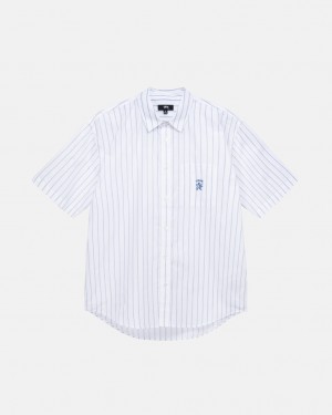 Stussy Boxy Gestreift Shirt Hemd Herren Weiß Österreich | TLG-4169