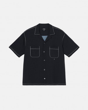 Stussy Contrast Pick Stitched Shirt Hemd Herren Schwarz Österreich | LWE-0634