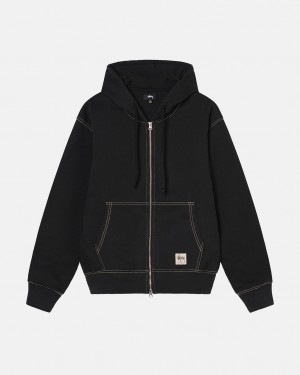 Stussy Double Face Label Zip Hoodie Hoodie Damen Schwarz Österreich | GPS-6410