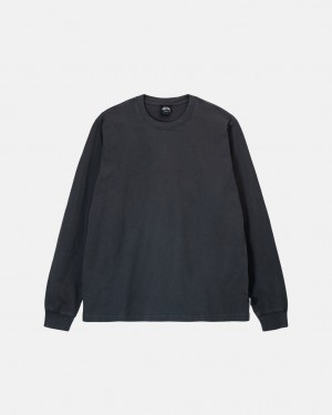 Stussy Heavyweight Pigment Dyed Ls Crew Tees Damen Schwarz Österreich | SDR-3388