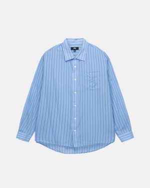 Stussy Light Weight Klassische Shirt Hemd Damen Blau Österreich | SNK-1783