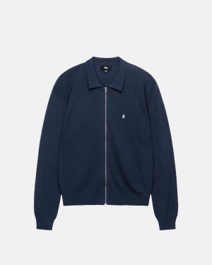 Stussy Light Weight Ls Zip Polo Hemd Herren Navy Österreich | OMK-8738