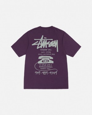 Stussy Old Phone Tee Pigment Dyed Tees Damen Lila Österreich | GES-4354