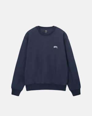 Stussy Overdyed Stock Logo Crew Sweatshirts Herren Navy Österreich | KLL-5574