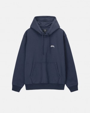 Stussy Overdyed Stock Logo Hoodie Hoodie Herren Navy Österreich | PEO-2893