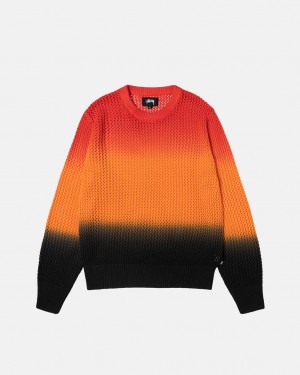 Stussy Pigment Dyed Loose Gauge Knit Pullover Pullover Herren Schwarz Rot Österreich | HRE-8659