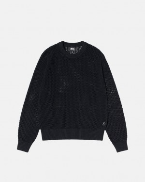 Stussy Pigment Dyed Loose Gauge Knit Pullover Pullover Damen Schwarz Österreich | YDI-3461