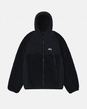 Stussy Sherpa Paneled Mit Kapuze Jacket Jacken Damen Schwarz Österreich | ZLK-6047