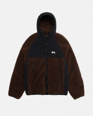 Stussy Sherpa Paneled Mit Kapuze Jacket Jacken Damen Braun Österreich | BHF-1824