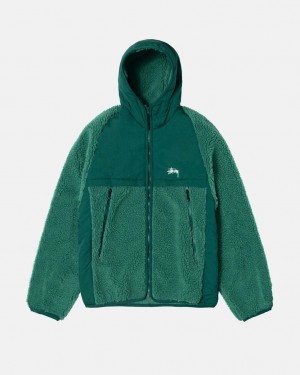 Stussy Sherpa Paneled Mit Kapuze Jacket Jacken Damen Türkis Österreich | HSL-7753