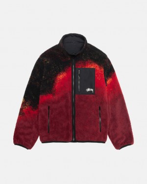 Stussy Sherpa Reversible Jacket Jacken Damen Schwarz Rot Österreich | FYD-6590