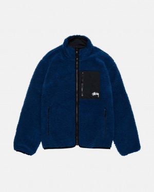 Stussy Sherpa Reversible Jacket Jacken Damen Blau Österreich | HLW-5279