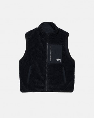 Stussy Sherpa Reversible Vest Weste Herren Schwarz Österreich | YAO-0637