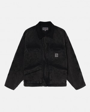 Stussy Shop Jacket Washed Canvas Jacken Damen Schwarz Österreich | XTU-1263