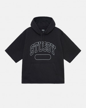 Stussy Ss Boxy Cropped Hoodie Hoodie Damen Schwarz Österreich | PEJ-9138