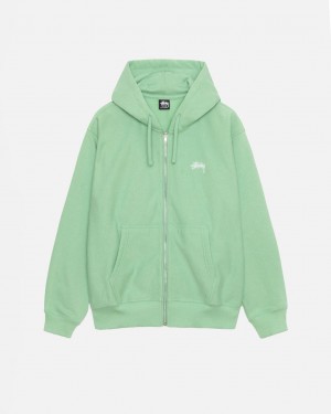 Stussy Stock Logo Zip Hood Sweatshirts Damen Grün Österreich | BKC-0314