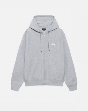 Stussy Stock Logo Zip Hoodie Hoodie Damen Grau Österreich | MHG-7670