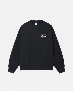 Stussy Stone Wash Fleece Crew Sweatshirts Herren Schwarz Österreich | SID-6163