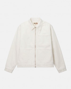 Stussy Zip Arbeits Jacket Overdyed Denim Damen Beige Österreich | EJP-7577