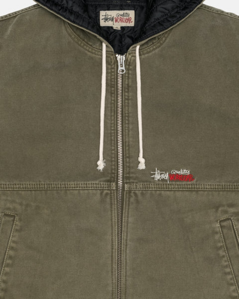 Stussy Arbeits Jacket Insulated Canvas Jacken Damen Olivgrün Österreich | JKP-2974