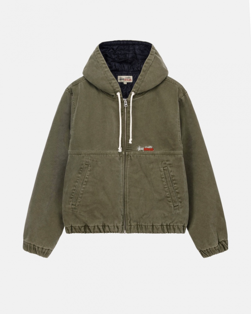 Stussy Arbeits Jacket Insulated Canvas Jacken Herren Olivgrün Österreich | JVW-4904