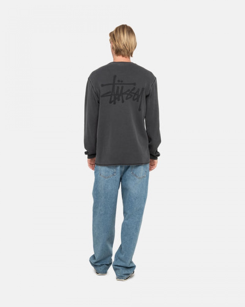 Stussy Basic Stock Ls Thermal Oberteile Herren Schwarz Österreich | FSY-3333