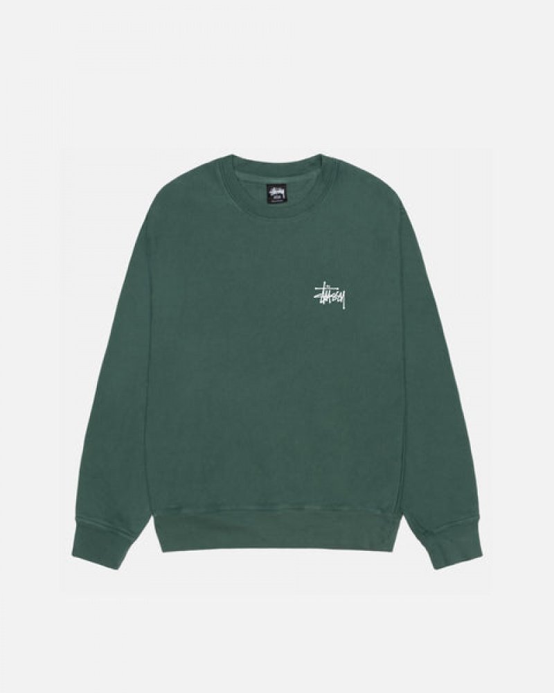 Stussy Basic Stussy Crew Pigment Dyed Sweatshirts Herren Grün Österreich | EVH-1720