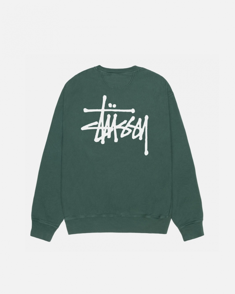 Stussy Basic Stussy Crew Pigment Dyed Sweatshirts Herren Grün Österreich | EVH-1720