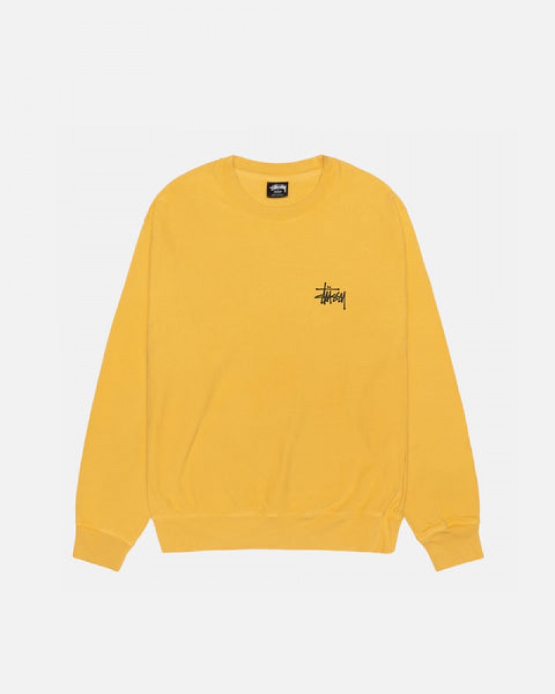 Stussy Basic Stussy Crew Pigment Dyed Sweatshirts Herren Gelb Österreich | AQR-0417