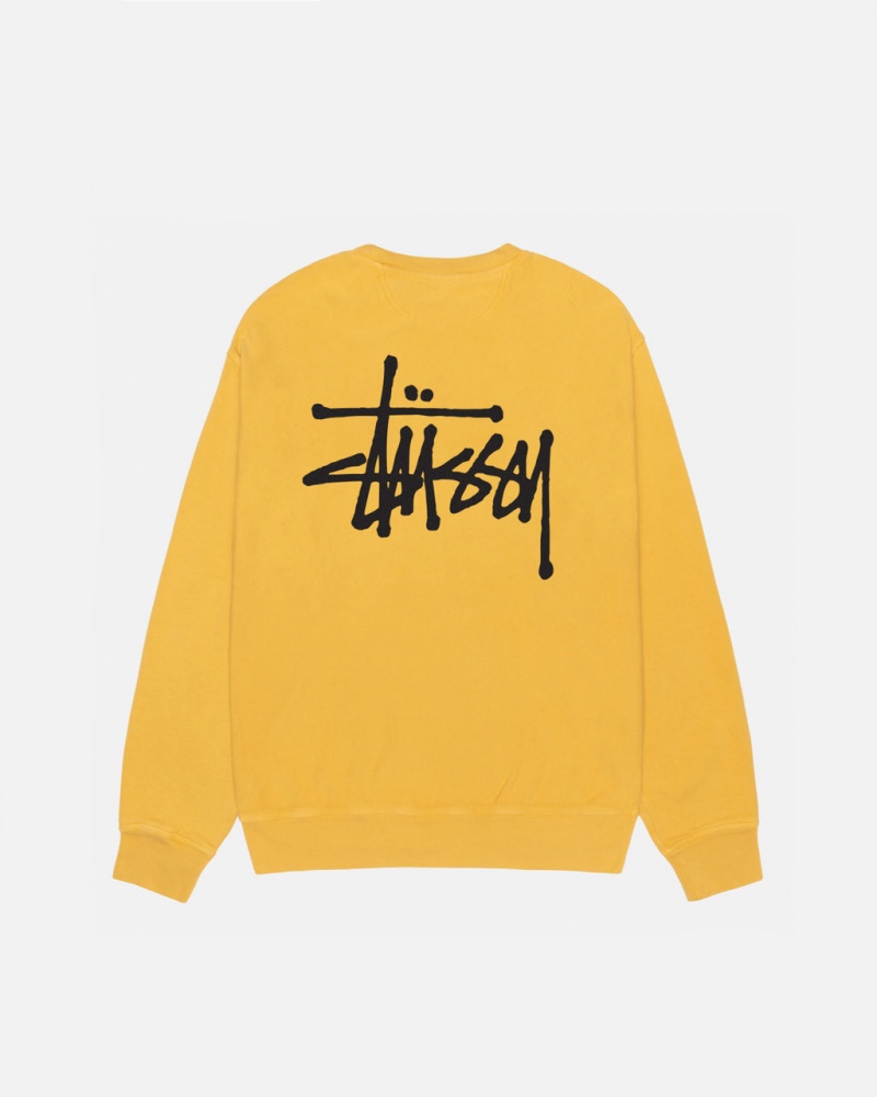 Stussy Basic Stussy Crew Pigment Dyed Sweatshirts Herren Gelb Österreich | AQR-0417