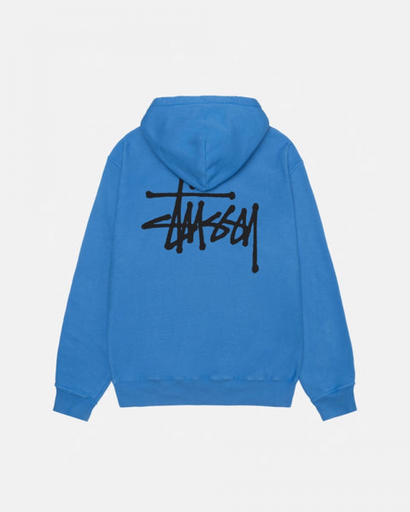 Stussy Basic Stussy Hoodie Pigment Dyed Hoodie Herren Blau Österreich | SUQ-7336