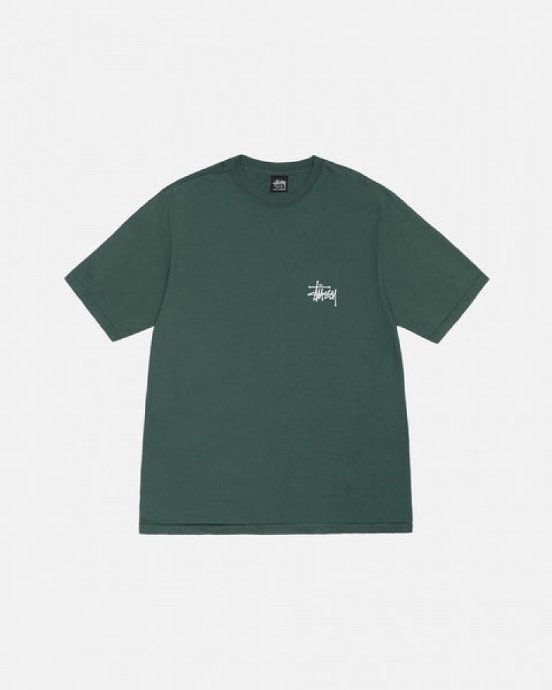 Stussy Basic Stussy Tee Pigment Dyed Tees Damen Grün Österreich | DMV-0380