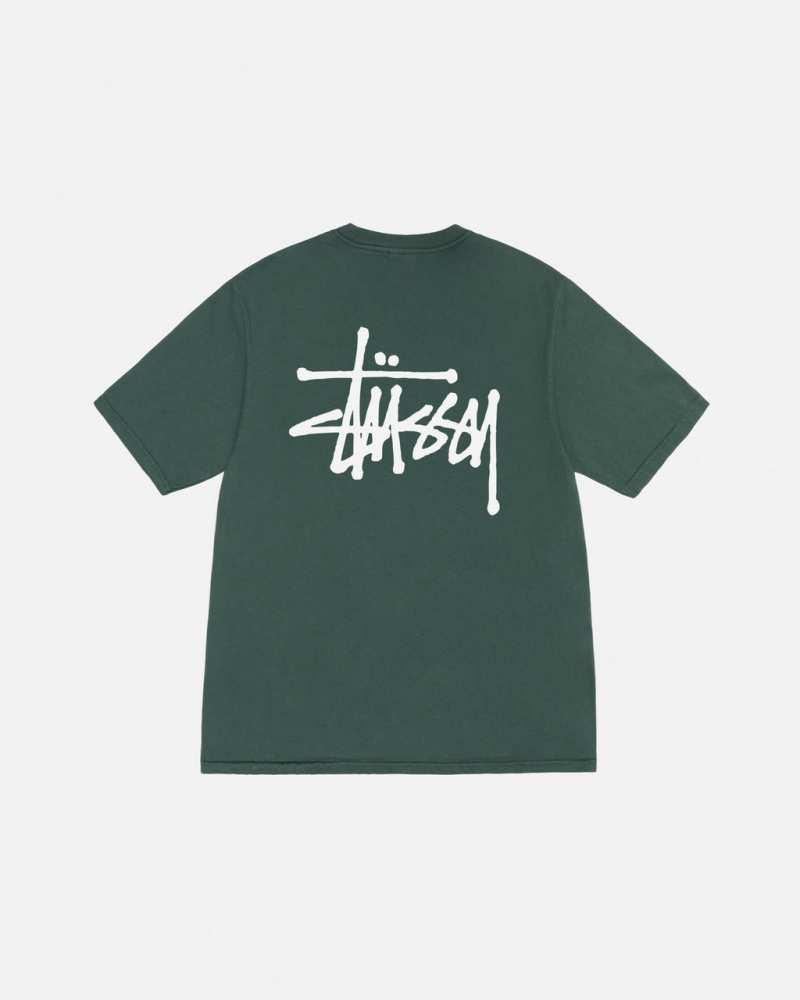 Stussy Basic Stussy Tee Pigment Dyed Tees Damen Grün Österreich | DMV-0380