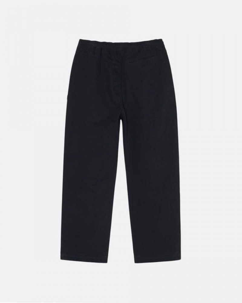 Stussy Beach Pant Brushed Baumwoll Hose Damen Schwarz Österreich | DHT-1386