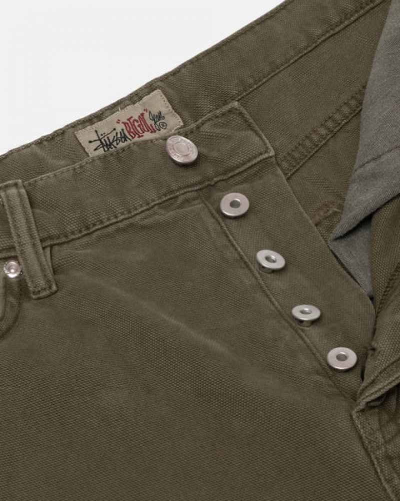 Stussy Big Ol' Jean Washed Canvas Denim Herren Olivgrün Österreich | IZV-2044