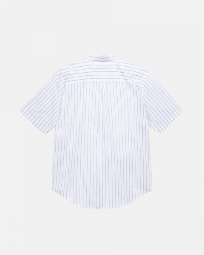 Stussy Boxy Gestreift Shirt Hemd Damen Weiß Österreich | YYG-8782