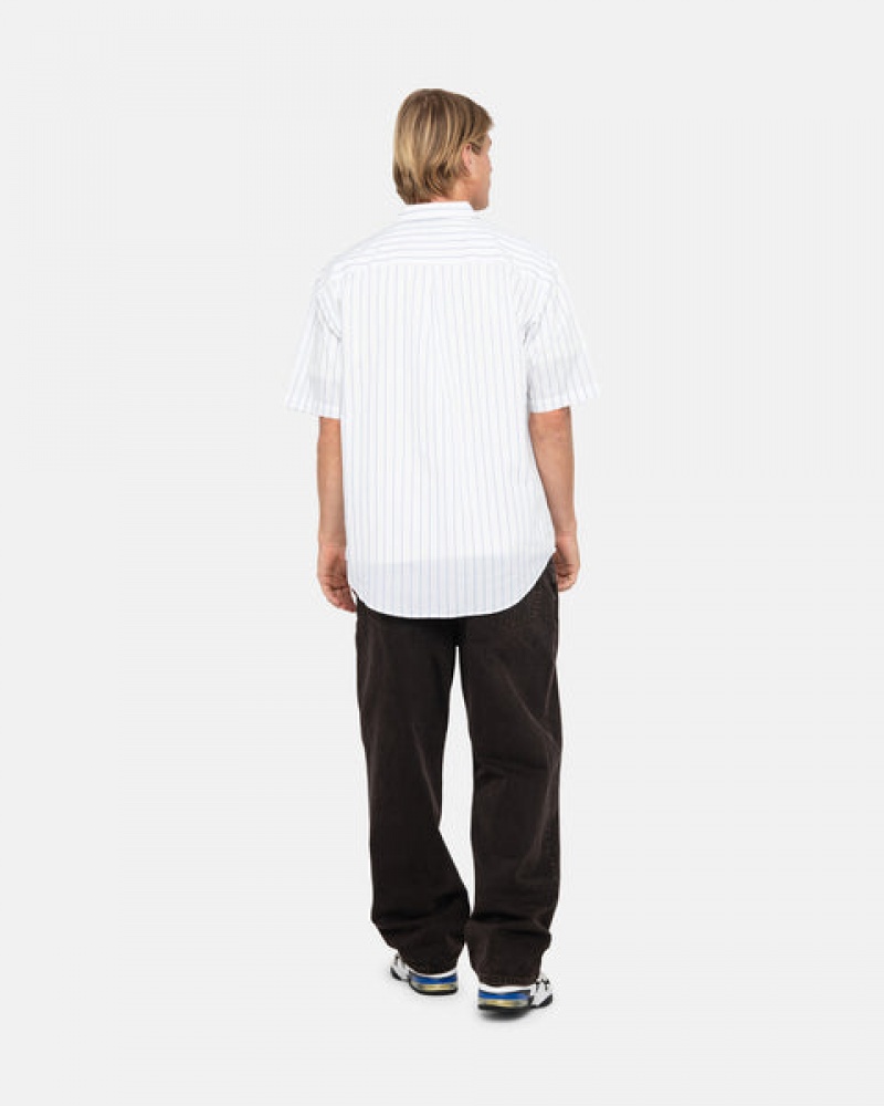 Stussy Boxy Gestreift Shirt Hemd Damen Weiß Österreich | YYG-8782