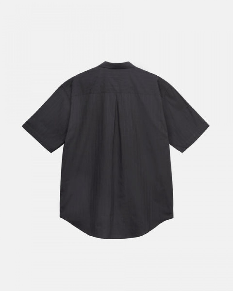 Stussy Boxy Gestreift Shirt Hemd Herren Schwarz Österreich | ASO-1403